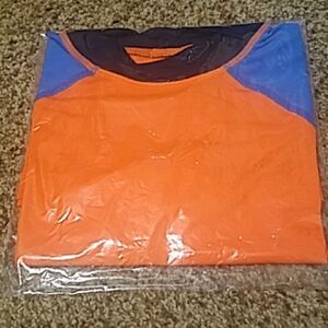 NWT Lands End Kids Orange and Blue Rashguard XL